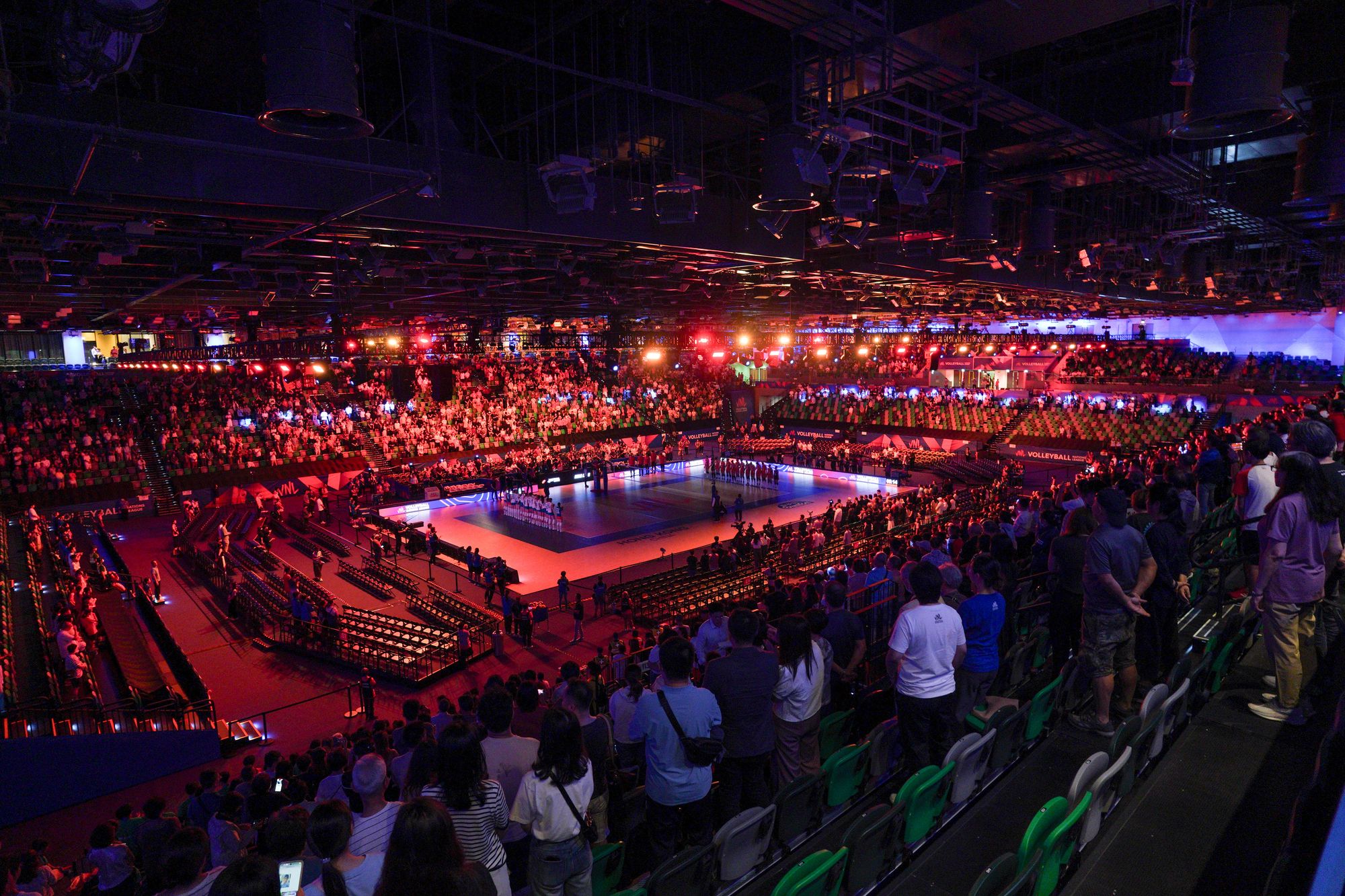 A general view showing the game of Woman’s Volleyball Nations League between China and Czech Republic at Kai Tak Arena.