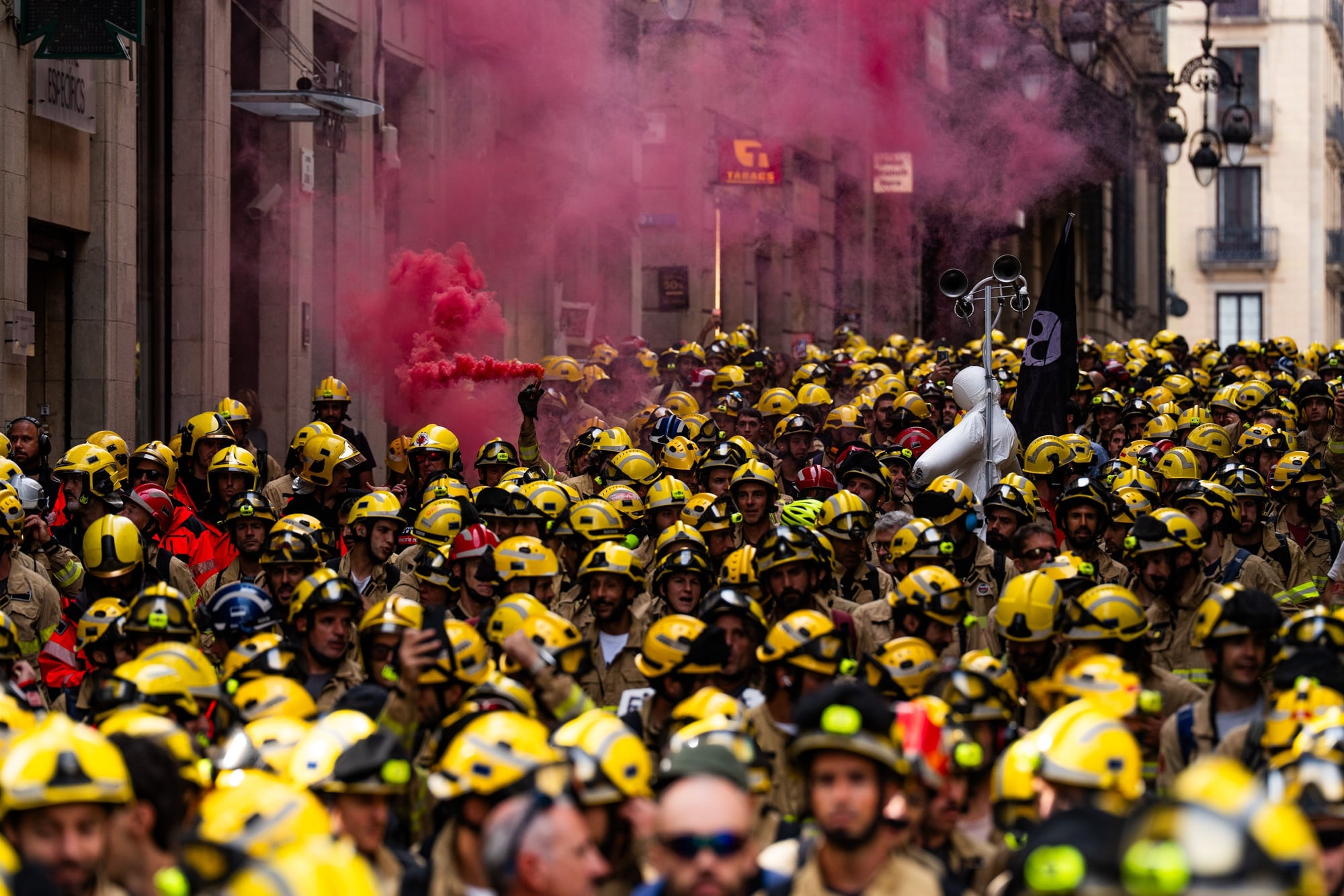 Firefighters protest for better working conditions in Barcelona.