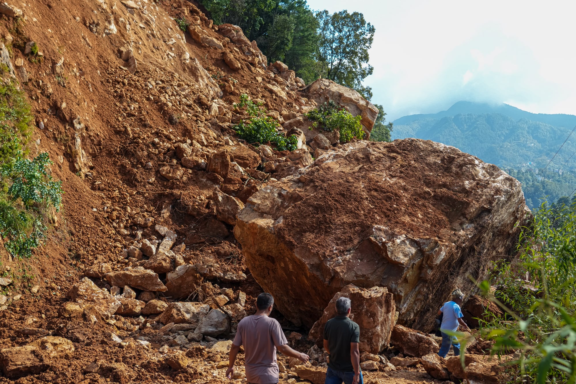 Kanti highway blocked as heavy rain triggers landslide in Nepal.