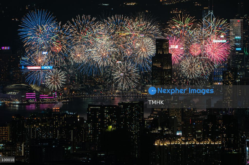 A panoramic general view captured from Kowloon Peak (Fei Ngo Shan) shows fireworks illuminating the night sky above Victoria Harbour during the 77th National Day celebration on October 1, 2026 in Hong Kong, overlooking the expansive cityscapes of the southern Kowloon Peninsula and the illuminated skyline of northern Hong Kong Island. (Photo by Kevin Li/TMHK via Nexpher Images)