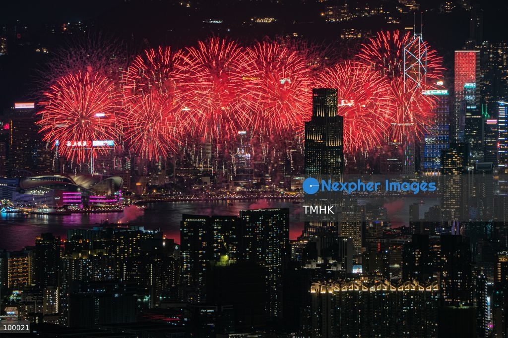 A panoramic general view captured from Kowloon Peak (Fei Ngo Shan) shows fireworks illuminating the night sky above Victoria Harbour during the 77th National Day celebration on October 1, 2026 in Hong Kong, overlooking the expansive cityscapes of the southern Kowloon Peninsula and the illuminated skyline of northern Hong Kong Island. (Photo by Kevin Li/TMHK via Nexpher Images)