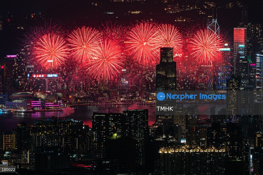 A panoramic general view captured from Kowloon Peak (Fei Ngo Shan) shows fireworks illuminating the night sky above Victoria Harbour during the 77th National Day celebration on October 1, 2026 in Hong Kong, overlooking the expansive cityscapes of the southern Kowloon Peninsula and the illuminated skyline of northern Hong Kong Island. (Photo by Kevin Li/TMHK via Nexpher Images)