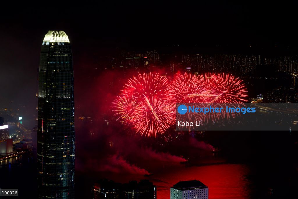 Fireworks exploding over Victoria Harbor on October 1, 2026 in Hong Kong. Today is the China's National Day. (Photo by Kobe Li/Nexpher Images)
