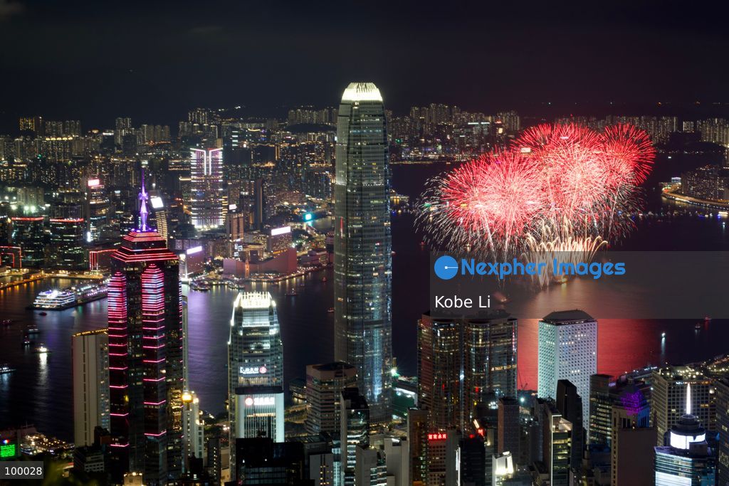 Fireworks exploding over Victoria Harbor on October 1, 2026 in Hong Kong. Today is the China's National Day. (Photo by Kobe Li/Nexpher Images)