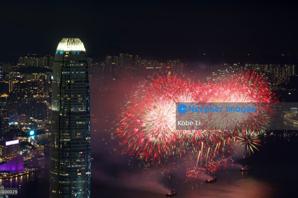 Fireworks exploding over Victoria Harbor on October 1, 2026 in Hong Kong. Today is the China's National Day. (Photo by Kobe Li/Nexpher Images)