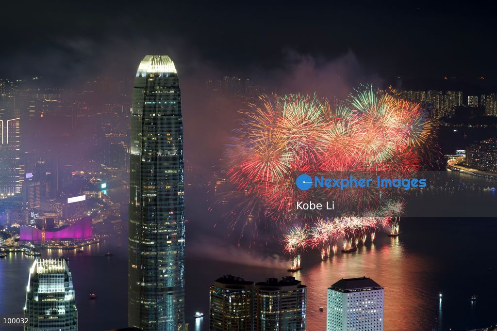Fireworks exploding over Victoria Harbor on October 1, 2026 in Hong Kong. Today is the China's National Day. (Photo by Kobe Li/Nexpher Images)