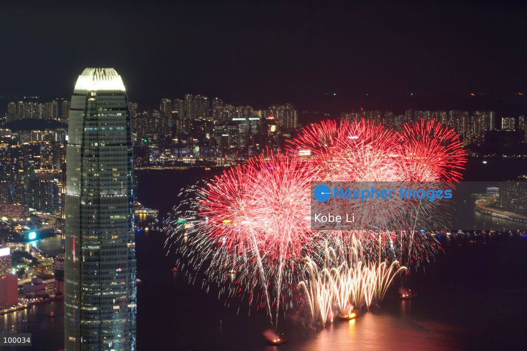 Fireworks exploding over Victoria Harbor on October 1, 2026 in Hong Kong. Today is the China's National Day. (Photo by Kobe Li/Nexpher Images)