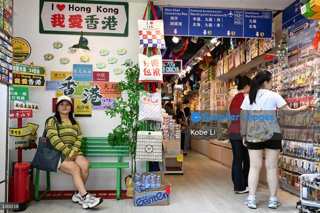 Travelers posing photo at a gift shop on October 1, 2026 in Hong Kong. (Photo by Kobe Li/Nexpher Images)