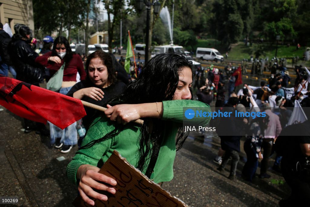 SANTIAGO, CHILE, OCTOBER 1, 2026: Students, workers, teachers and members of social organizations take part in a march in Santiago against the proposed 2027 national budget presented by President Jose Antonio Kast's government. The demonstration, called by the Confederation of Chilean Students (CONFECH) and supported by various social organizations, focused on concerns over public education funding and potential budget cuts to social programs. The proposed budget was submitted to Congress for consideration amid criticism from student groups and unions over the allocation of public resources. Photo by Sebastian Silva / JNA Press. (Photo by Sebastian Silva/JNA Press via Nexpher Images)