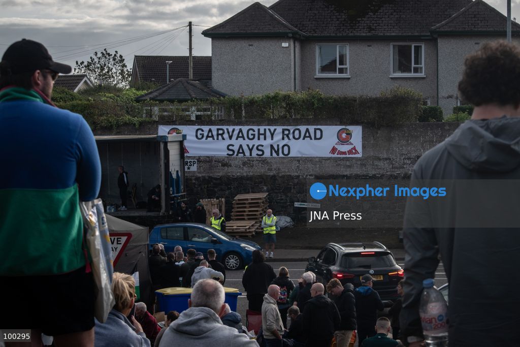 PORTADOWN, NORTHERN IRELAND, OCTOBER 1, 2026: Residents of the Garvaghy Road community gather in Portadown amid an ongoing dispute over a proposed Orange Order march through the area. Following several days of talks involving the Orange Order, the Police Service of Northern Ireland (PSNI) and community representatives, residents spend time together with family and friends, with music and chanting. The dispute remained unresolved as negotiations continued over the controversial parade route. Photo by Nadia Caimi / JNA Press. (Photo by Nadia Caimi/JNA Press via Nexpher Images)