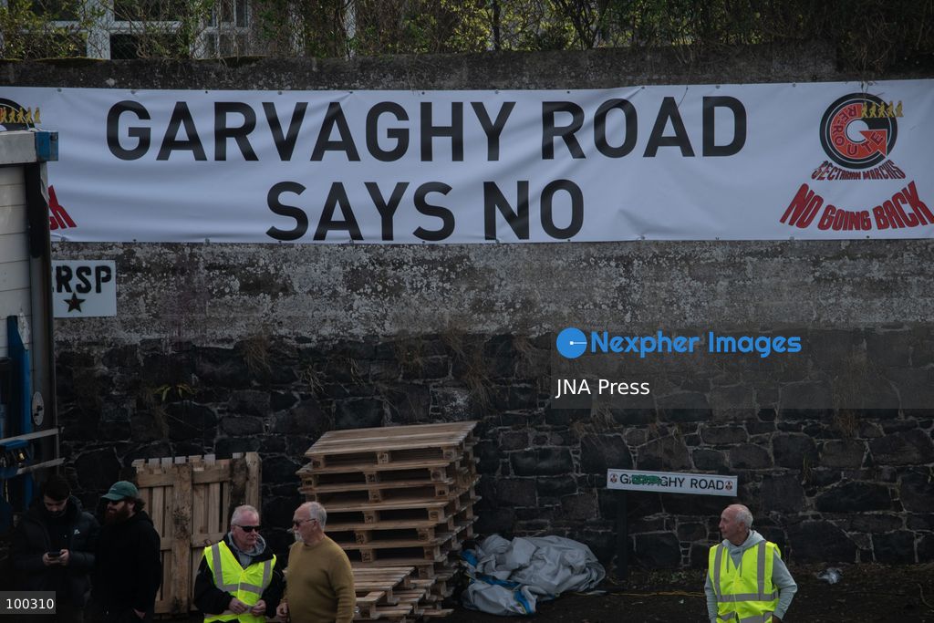 PORTADOWN, NORTHERN IRELAND, OCTOBER 1, 2026: Residents of the Garvaghy Road community gather in Portadown amid an ongoing dispute over a proposed Orange Order march through the area. Following several days of talks involving the Orange Order, the Police Service of Northern Ireland (PSNI) and community representatives, residents spend time together with family and friends, with music and chanting. The dispute remained unresolved as negotiations continued over the controversial parade route. Photo by Nadia Caimi / JNA Press. (Photo by Nadia Caimi/JNA Press via Nexpher Images)