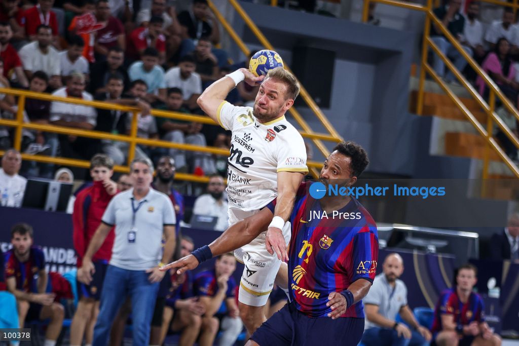 NEW ADMINISTRATIVE CAPITAL, EGYPT, OCTOBER 1, 2026: FC Barcelona and Veszprem HC compete in the final of the 19th IHF Men's Club World Championship at the New Administrative Capital Covered Hall. Veszprem defeated Barcelona 42–33 to claim their second title in the competition, after leading 22–16 at half-time. Photo by Ayman Aref / JNA Press. (Photo by Ayman Aref/JNA Press via Nexpher Images)