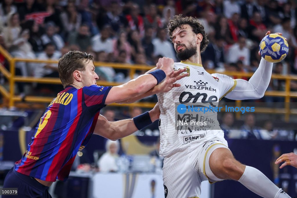 NEW ADMINISTRATIVE CAPITAL, EGYPT, OCTOBER 1, 2026: FC Barcelona and Veszprem HC compete in the final of the 19th IHF Men's Club World Championship at the New Administrative Capital Covered Hall. Veszprem defeated Barcelona 42–33 to claim their second title in the competition, after leading 22–16 at half-time. Photo by Ayman Aref / JNA Press. (Photo by Ayman Aref/JNA Press via Nexpher Images)
