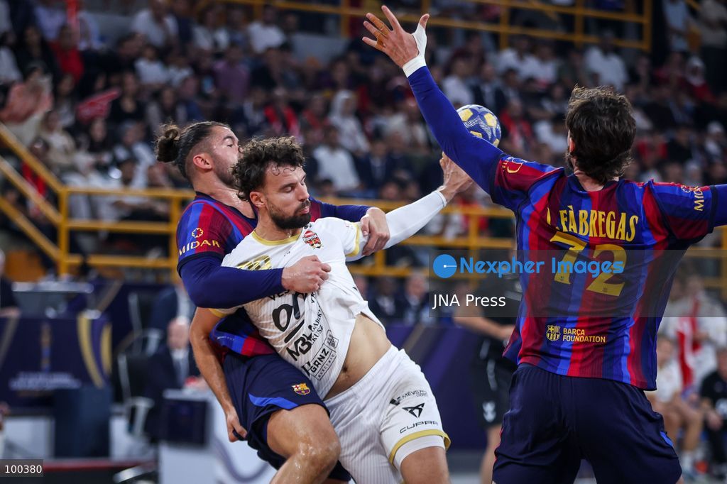 NEW ADMINISTRATIVE CAPITAL, EGYPT, OCTOBER 1, 2026: FC Barcelona and Veszprem HC compete in the final of the 19th IHF Men's Club World Championship at the New Administrative Capital Covered Hall. Veszprem defeated Barcelona 42–33 to claim their second title in the competition, after leading 22–16 at half-time. Photo by Ayman Aref / JNA Press. (Photo by Ayman Aref/JNA Press via Nexpher Images)