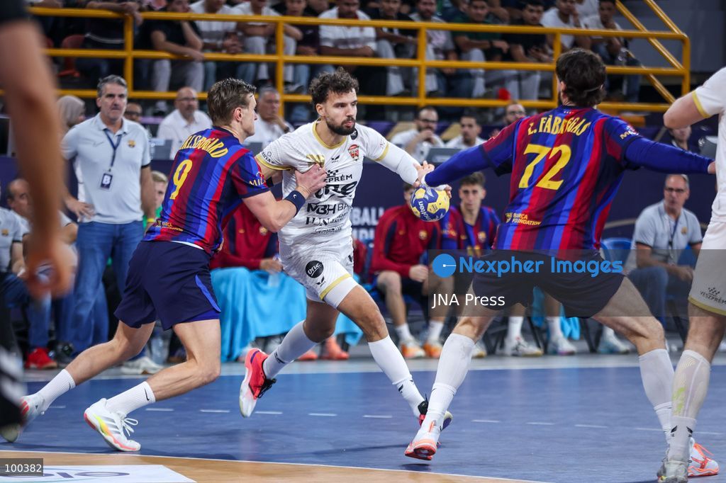 NEW ADMINISTRATIVE CAPITAL, EGYPT, OCTOBER 1, 2026: FC Barcelona and Veszprem HC compete in the final of the 19th IHF Men's Club World Championship at the New Administrative Capital Covered Hall. Veszprem defeated Barcelona 42–33 to claim their second title in the competition, after leading 22–16 at half-time. Photo by Ayman Aref / JNA Press. (Photo by Ayman Aref/JNA Press via Nexpher Images)