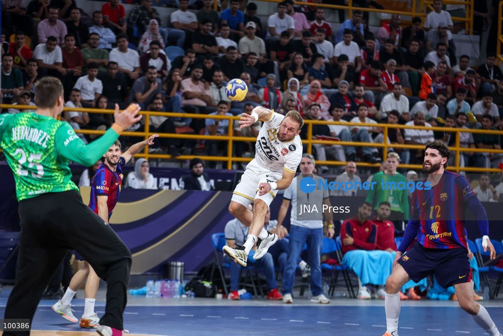 NEW ADMINISTRATIVE CAPITAL, EGYPT, OCTOBER 1, 2026: FC Barcelona and Veszprem HC compete in the final of the 19th IHF Men's Club World Championship at the New Administrative Capital Covered Hall. Veszprem defeated Barcelona 42–33 to claim their second title in the competition, after leading 22–16 at half-time. Photo by Ayman Aref / JNA Press. (Photo by Ayman Aref/JNA Press via Nexpher Images)