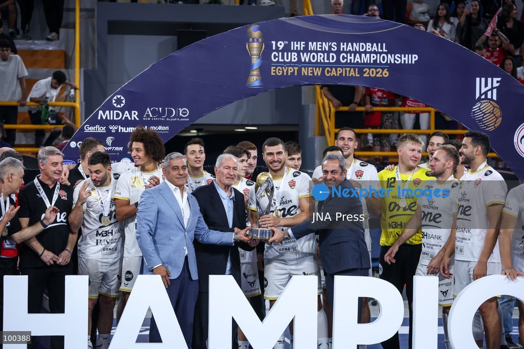 NEW ADMINISTRATIVE CAPITAL, EGYPT, OCTOBER 1, 2026: FC Barcelona and Veszprem HC compete in the final of the 19th IHF Men's Club World Championship at the New Administrative Capital Covered Hall. Veszprem defeated Barcelona 42–33 to claim their second title in the competition, after leading 22–16 at half-time. Photo by Ayman Aref / JNA Press. (Photo by Ayman Aref/JNA Press via Nexpher Images)