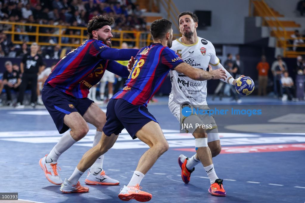 NEW ADMINISTRATIVE CAPITAL, EGYPT, OCTOBER 1, 2026: FC Barcelona and Veszprem HC compete in the final of the 19th IHF Men's Club World Championship at the New Administrative Capital Covered Hall. Veszprem defeated Barcelona 42–33 to claim their second title in the competition, after leading 22–16 at half-time. Photo by Ayman Aref / JNA Press. (Photo by Ayman Aref/JNA Press via Nexpher Images)