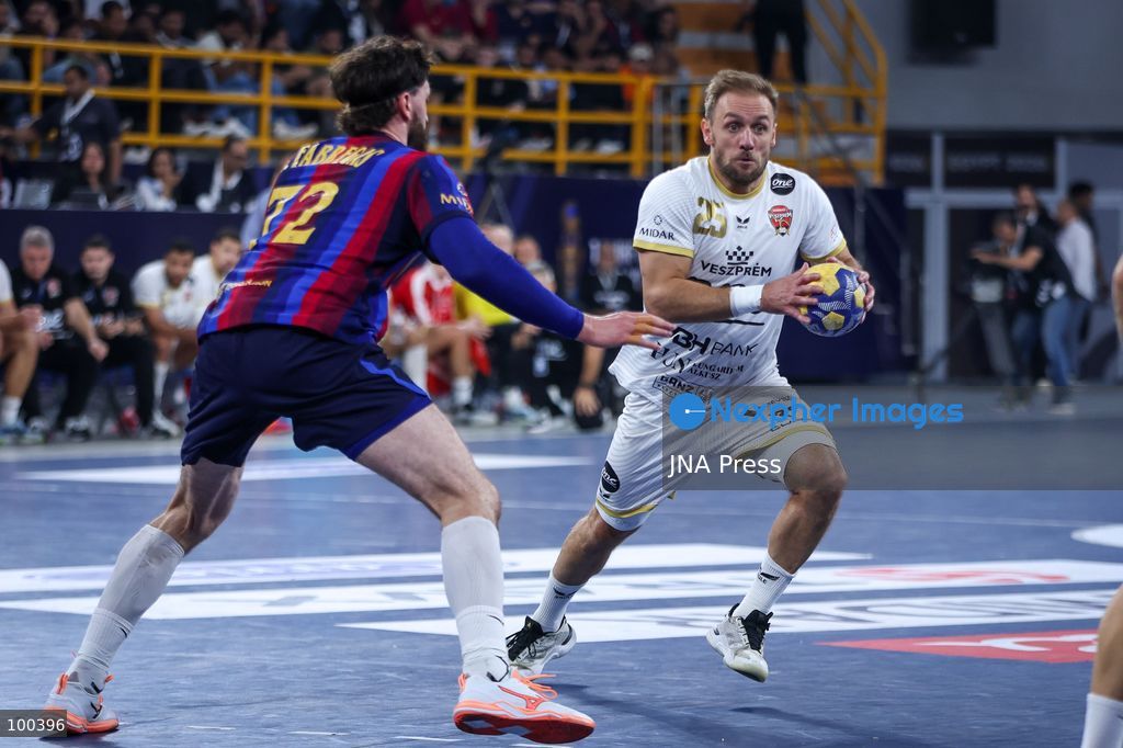 NEW ADMINISTRATIVE CAPITAL, EGYPT, OCTOBER 1, 2026: FC Barcelona and Veszprem HC compete in the final of the 19th IHF Men's Club World Championship at the New Administrative Capital Covered Hall. Veszprem defeated Barcelona 42–33 to claim their second title in the competition, after leading 22–16 at half-time. Photo by Ayman Aref / JNA Press. (Photo by Ayman Aref/JNA Press via Nexpher Images)