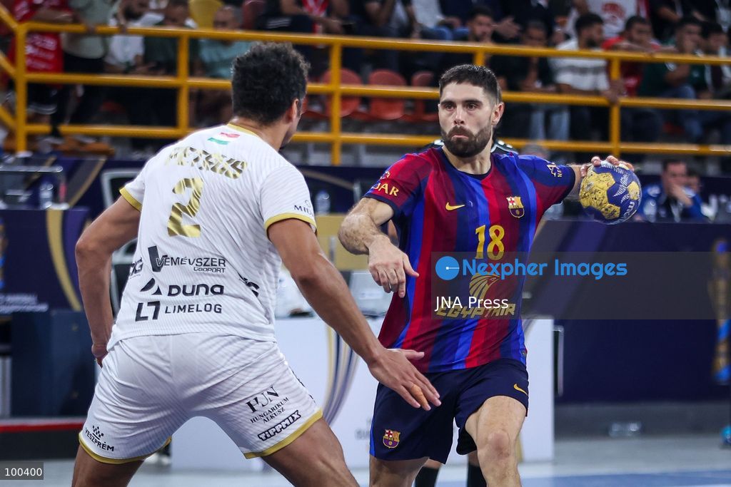 NEW ADMINISTRATIVE CAPITAL, EGYPT, OCTOBER 1, 2026: FC Barcelona and Veszprem HC compete in the final of the 19th IHF Men's Club World Championship at the New Administrative Capital Covered Hall. Veszprem defeated Barcelona 42–33 to claim their second title in the competition, after leading 22–16 at half-time. Photo by Ayman Aref / JNA Press. (Photo by Ayman Aref/JNA Press via Nexpher Images)