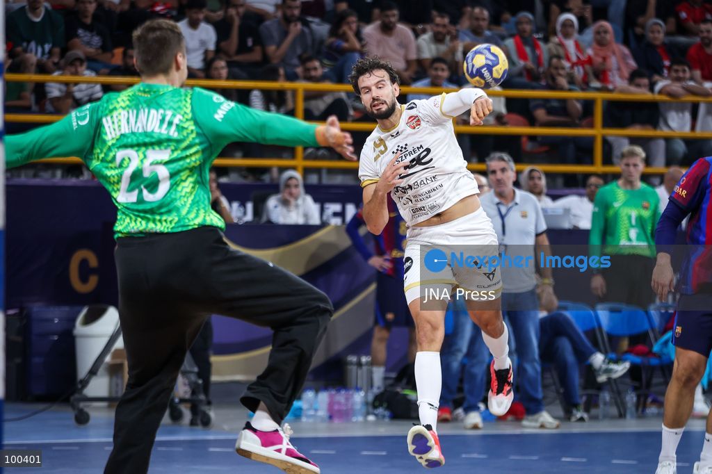 NEW ADMINISTRATIVE CAPITAL, EGYPT, OCTOBER 1, 2026: FC Barcelona and Veszprem HC compete in the final of the 19th IHF Men's Club World Championship at the New Administrative Capital Covered Hall. Veszprem defeated Barcelona 42–33 to claim their second title in the competition, after leading 22–16 at half-time. Photo by Ayman Aref / JNA Press. (Photo by Ayman Aref/JNA Press via Nexpher Images)