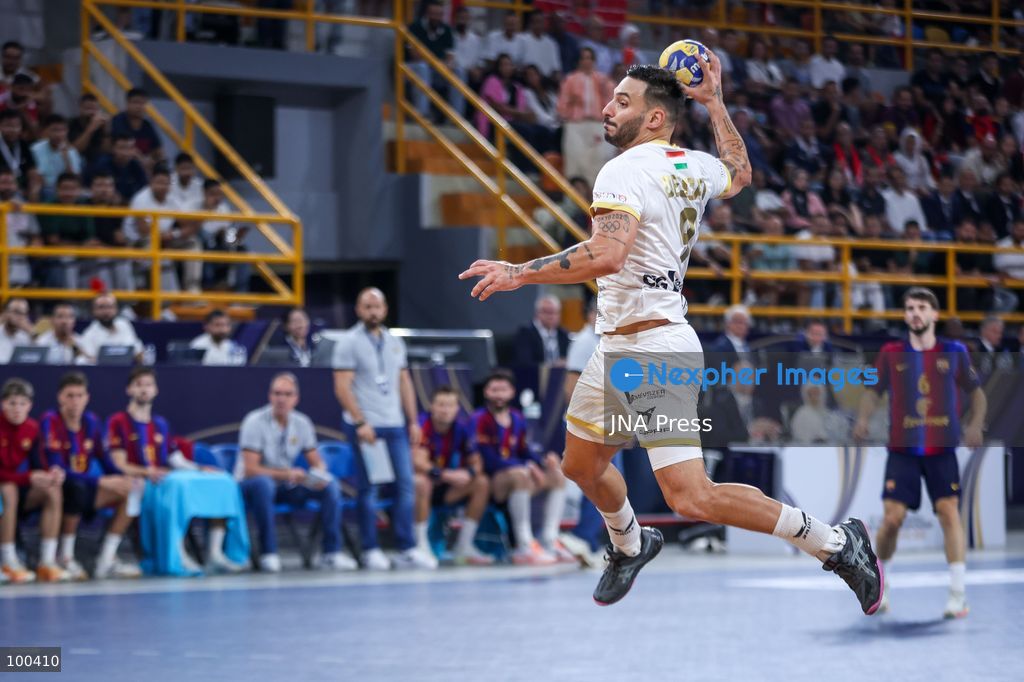 NEW ADMINISTRATIVE CAPITAL, EGYPT, OCTOBER 1, 2026: FC Barcelona and Veszprem HC compete in the final of the 19th IHF Men's Club World Championship at the New Administrative Capital Covered Hall. Veszprem defeated Barcelona 42–33 to claim their second title in the competition, after leading 22–16 at half-time. Photo by Ayman Aref / JNA Press. (Photo by Ayman Aref/JNA Press via Nexpher Images)