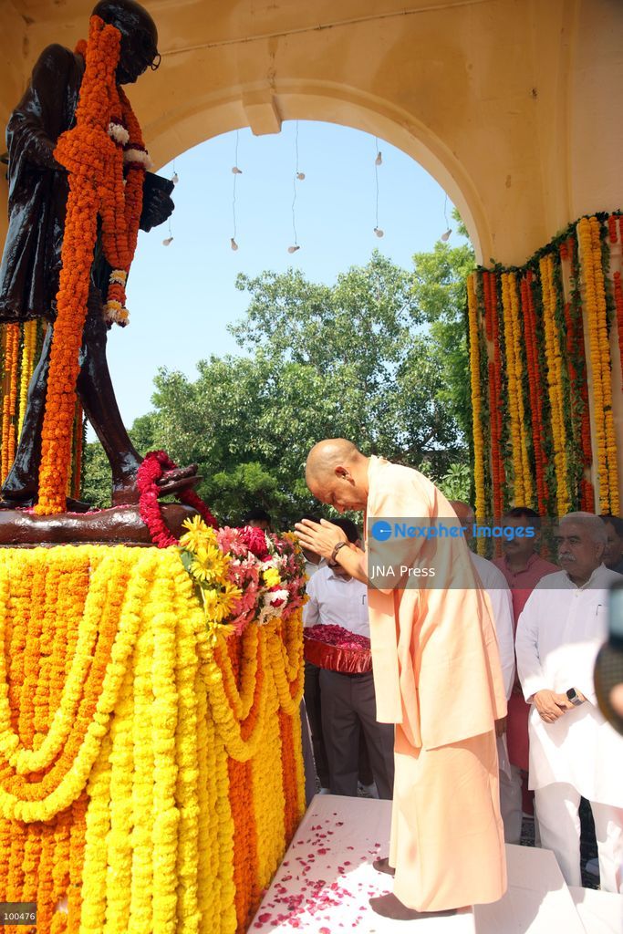 LUCKNOW, INDIA, OCTOBER 2, 2026: Uttar Pradesh Chief Minister Yogi Adityanath pays tribute to Mahatma Gandhi and former Indian Prime Minister Lal Bahadur Shastri on their birth anniversaries at Gandhi Ashram in Lucknow, India. Photo by Jitendra Prakash / JNA Press. (Photo by Jitendra Prakash/JNA Press via Nexpher Images)