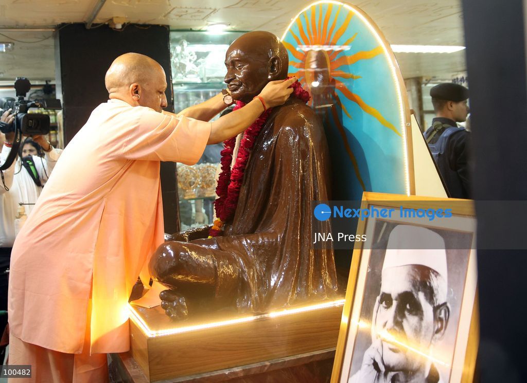 LUCKNOW, INDIA, OCTOBER 2, 2026: Uttar Pradesh Chief Minister Yogi Adityanath pays tribute to Mahatma Gandhi and former Indian Prime Minister Lal Bahadur Shastri on their birth anniversaries at Gandhi Ashram in Lucknow, India. Photo by Jitendra Prakash / JNA Press. (Photo by Jitendra Prakash/JNA Press via Nexpher Images)
