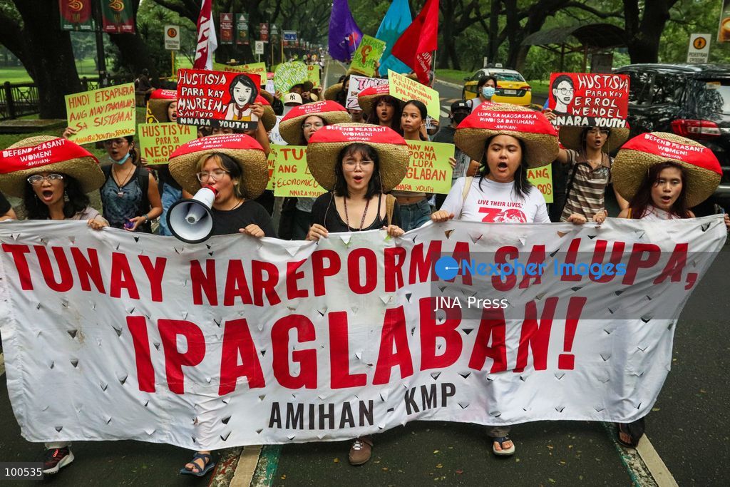QUEZON CITY, PHILIPPINES, OCTOBER 2, 2026: Peasant advocates and progressive groups hold a protest at the University of the Philippines Diliman to mark Peasant Month, calling for land reform, greater protection for farmers and measures to mitigate the potential impact of Super El Nino on the country's agricultural sector. Demonstrators also voiced opposition to the US-led Pax Silica initiative and the Luzon Economic Corridor, citing concerns over their potential impact on agricultural lands and ancestral domains. Conservation news Photo by Emman Capones / JNA Press. (Photo by Emman Capones/JNA Press via Nexpher Images)