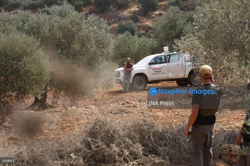 BEITA, NABLUS, PALESTINE – OCTOBER 2, 2026: Israeli settlers and Israeli forces attacked Palestinian farmers while they were picking olives in the Jabal Al-Arma area, east of Beita, south of Nablus. Settlers fired live ammunition toward the farmers, with no injuries reported. According to the Palestinian Red Crescent Society, Israeli forces also beat a 46-year-old Palestinian farmer during raids on olive farms in Beita. Witnesses told Anadolu that Israeli forces fired stun grenades and tear gas at farmers in the Jabal Al-Arma area, forcing them to leave. The olive harvest begins in early October and continues through the end of November, making it an important agricultural and economic season for Palestinian communities. The Palestinian Colonization and Wall Resistance Commission reported that more than 45,000 trees were cut down or damaged across the West Bank during the first half of 2026, including more than 26,000 olive trees. Photo by Salman Mohsen Alkhatib / JNA Press. (Photo by Salman Mohsen Alkhatib/JNA Press via Nexpher Images)