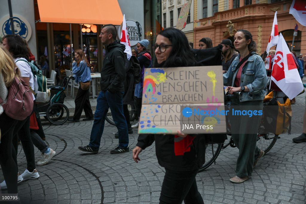 LEIPZIG, GERMANY, OCTOBER 2, 2026: Families, childcare workers and educators demonstrate in Leipzig over staffing, funding and working conditions at daycare centres and after-school care facilities. Parents and children joined childcare employees as protesters marched through the city calling attention to concerns over the availability and quality of childcare services in Leipzig and the wider state of Saxony. Photo by Maria Castro / JNA Press. (Photo by Maria Castro/JNA Press via Nexpher Images)