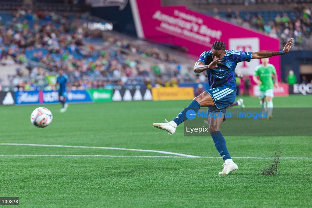 André Luiz #11 of Sporting Kansas City scoring a goal during the MLS match between Sounders FC and Sporting Kansas City at Lumen Field. on October 1, 2026 in Seattle, Washington. (Photo by Jules Doyle/ Eyepix Group) (Photo by Jules Doyle/ Eyepix Group/Eyepix via Nexpher Images)