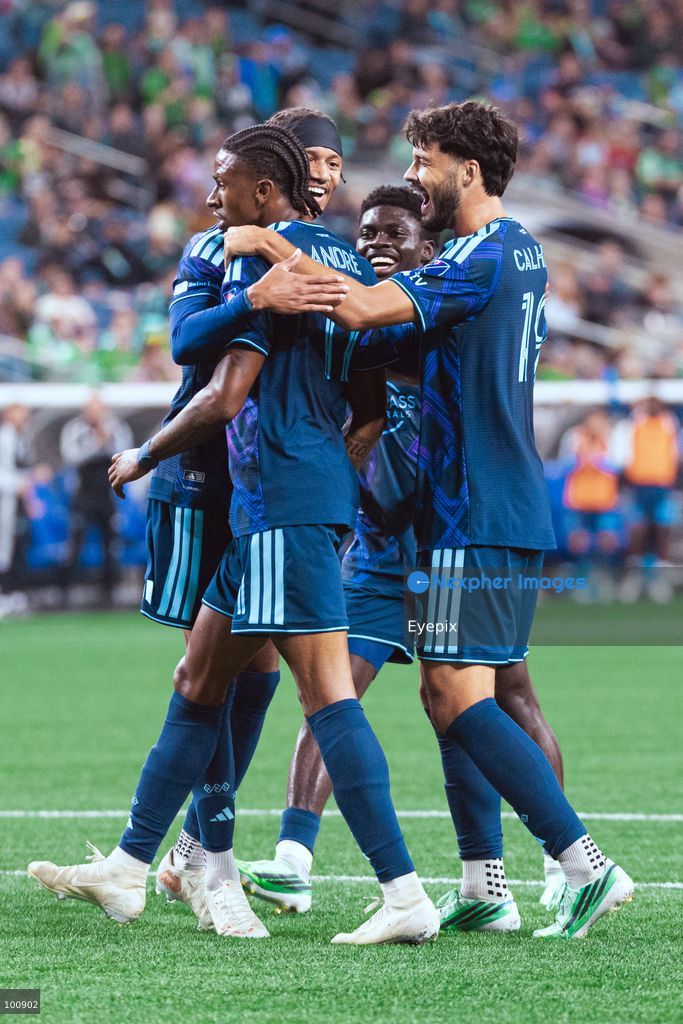 André Luiz #11 of Sporting Kansas City celebrating after scoring a goal during the MLS match between Sounders FC and Sporting Kansas City at Lumen Field. on October 1, 2026 in Seattle, Washington. (Photo by Jules Doyle/ Eyepix Group) (Photo by Jules Doyle/ Eyepix Group/Eyepix via Nexpher Images)