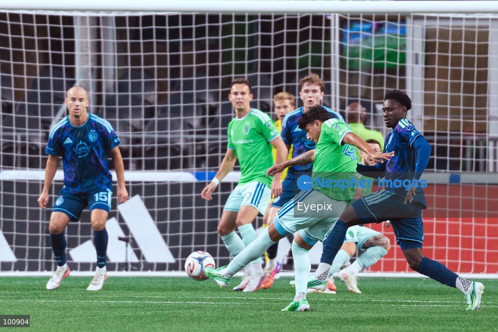 Peter Kingston #45 of Seattle Sounders FC shoots the ball during the MLS match between Sounders FC and Sporting Kansas City at Lumen Field. on October 1, 2026 in Seattle, Washington. (Photo by Jules Doyle/ Eyepix Group) (Photo by Jules Doyle/ Eyepix Group/Eyepix via Nexpher Images)