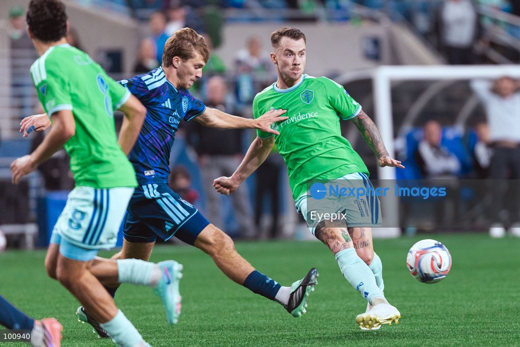 Albert Rusnák #11 of Seattle Sounders FC passes the ball during the MLS match between Sounders FC and Sporting Kansas City at Lumen Field. on October 1, 2026 in Seattle, Washington. (Photo by Jules Doyle/ Eyepix Group) (Photo by Jules Doyle/ Eyepix Group/Eyepix via Nexpher Images)