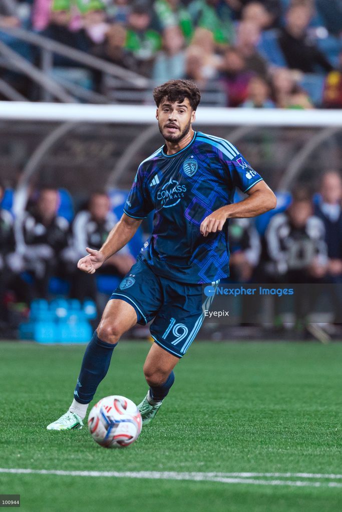 Taylor Calheira #19 of Sporting Kansas City runs with the ball during the MLS match between Sounders FC and Sporting Kansas City at Lumen Field. on October 1, 2026 in Seattle, Washington. (Photo by Jules Doyle/ Eyepix Group) (Photo by Jules Doyle/ Eyepix Group/Eyepix via Nexpher Images)