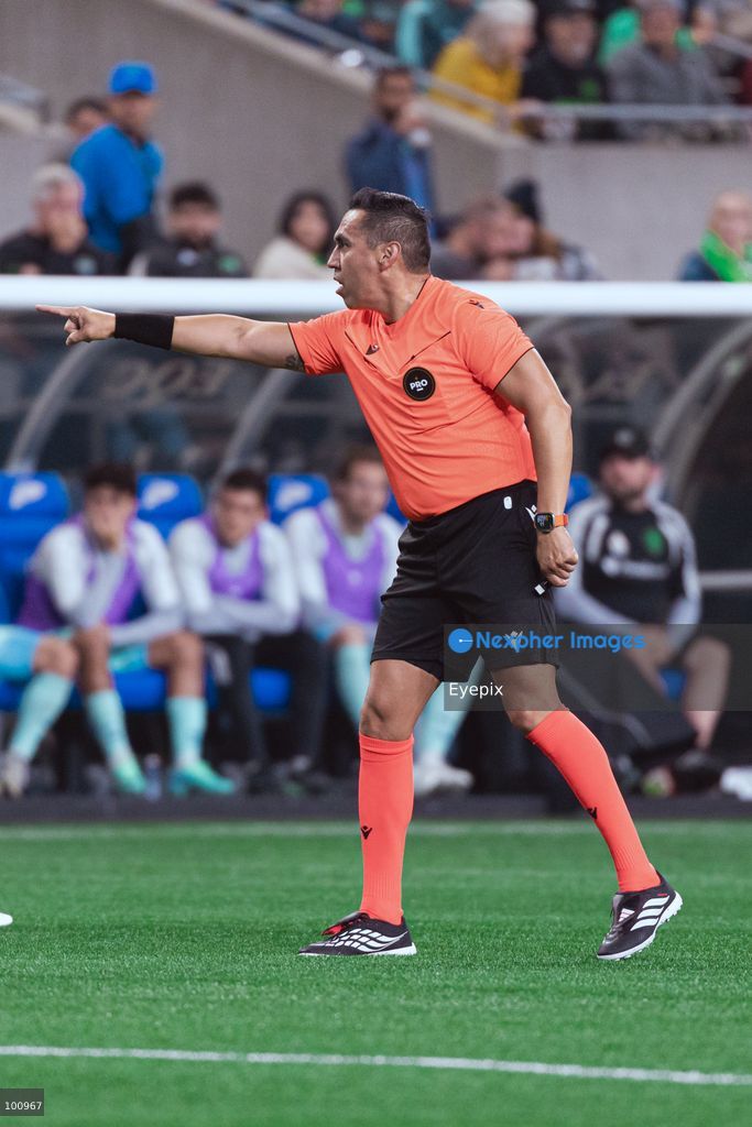 Referee Jair Marrufo makes a call during the MLS match between Sounders FC and Sporting Kansas City at Lumen Field. on October 1, 2026 in Seattle, Washington. (Photo by Jules Doyle/ Eyepix Group) (Photo by Jules Doyle/ Eyepix Group/Eyepix via Nexpher Images)