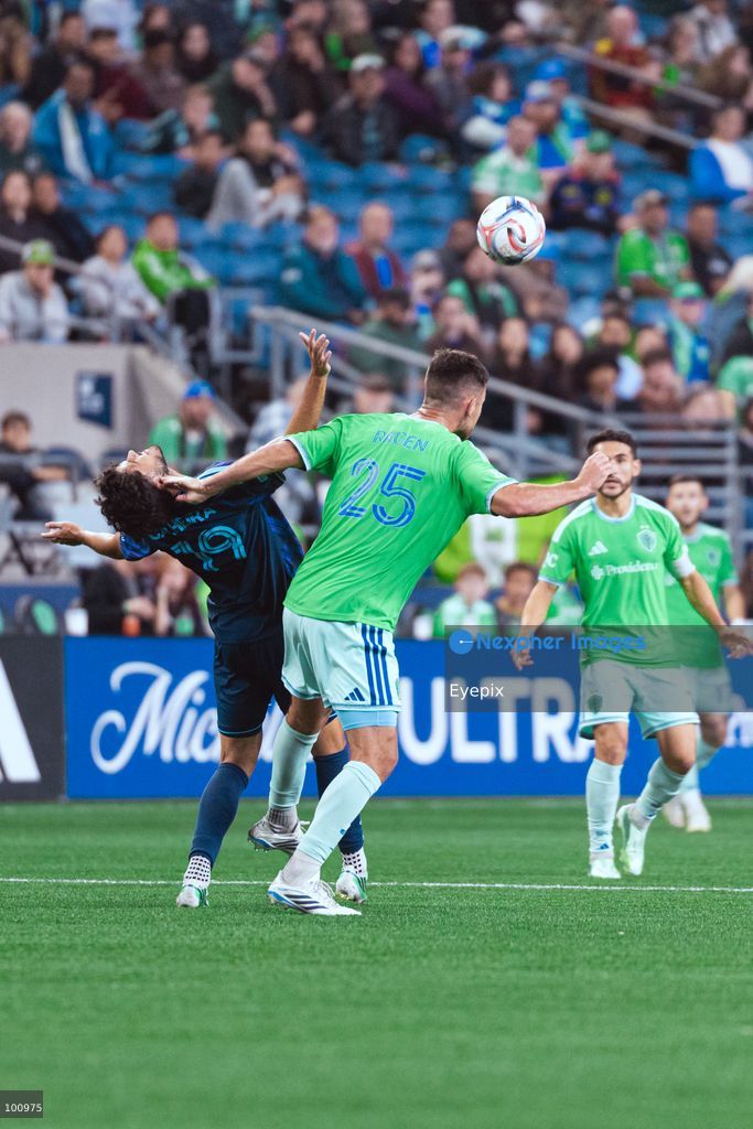 Jackson Ragen #25 of Seattle Sounders FC fouls Taylor Calheira #19 of Sporting Kansas City during the MLS match between Sounders FC and Sporting Kansas City at Lumen Field. on October 1, 2026 in Seattle, Washington. (Photo by Jules Doyle/ Eyepix Group) (Photo by Jules Doyle/ Eyepix Group/Eyepix via Nexpher Images)
