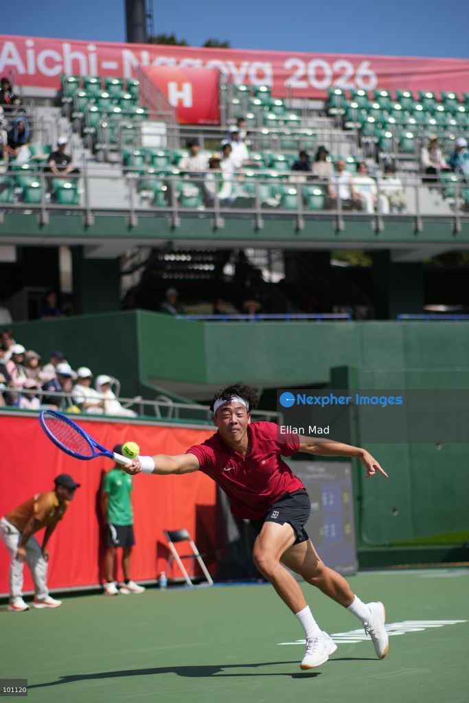 Hong Kong Tennis player, Coleman Wong Chak-lam during the Men's Final at the 2026 Asian games on October 3, 2026 in Nagoya, Japan. (Photo by Ellan Mad/Nexpher Images)