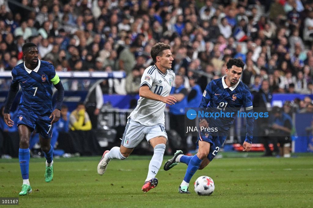 PARIS, FRANCE - OCTOBER 2, 2026: Italy’s midfielder Nicolo Fagioli controls the ball during the Nations League football match between France and Italy at the Stade de France stadium in Saint Denis near Paris on October 2, 2026. Photo by Firas Abdullah / JNA Press (Photo by Firas Abdullah/JNA Press via Nexpher Images)