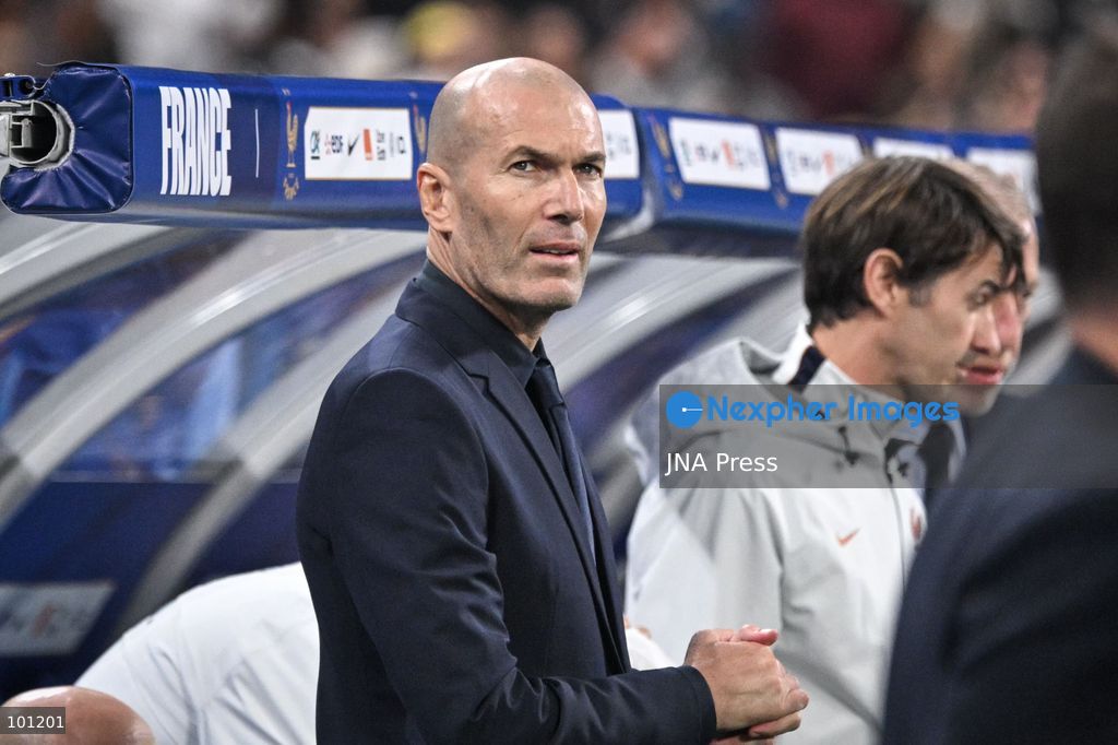 PARIS, FRANCE - OCTOBER 2, 2026: French national football team head coach Zinedine Zidane looks on during the Nations League football match between France and Italy at the Stade de France stadium in Saint Denis near Paris on October 2, 2026. Photo by Firas Abdullah / JNA Press (Photo by Firas Abdullah/JNA Press via Nexpher Images)