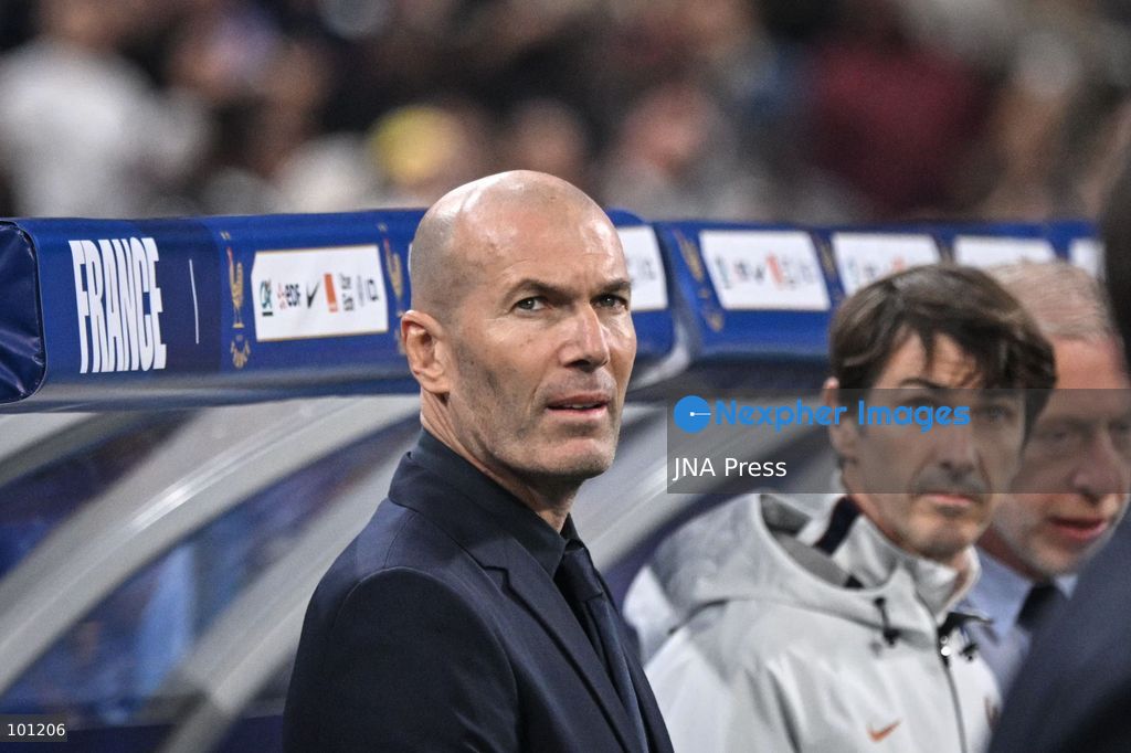 PARIS, FRANCE - OCTOBER 2, 2026: French national football team head coach Zinedine Zidane looks on during the Nations League football match between France and Italy at the Stade de France stadium in Saint Denis near Paris on October 2, 2026. Photo by Firas Abdullah / JNA Press (Photo by Firas Abdullah/JNA Press via Nexpher Images)