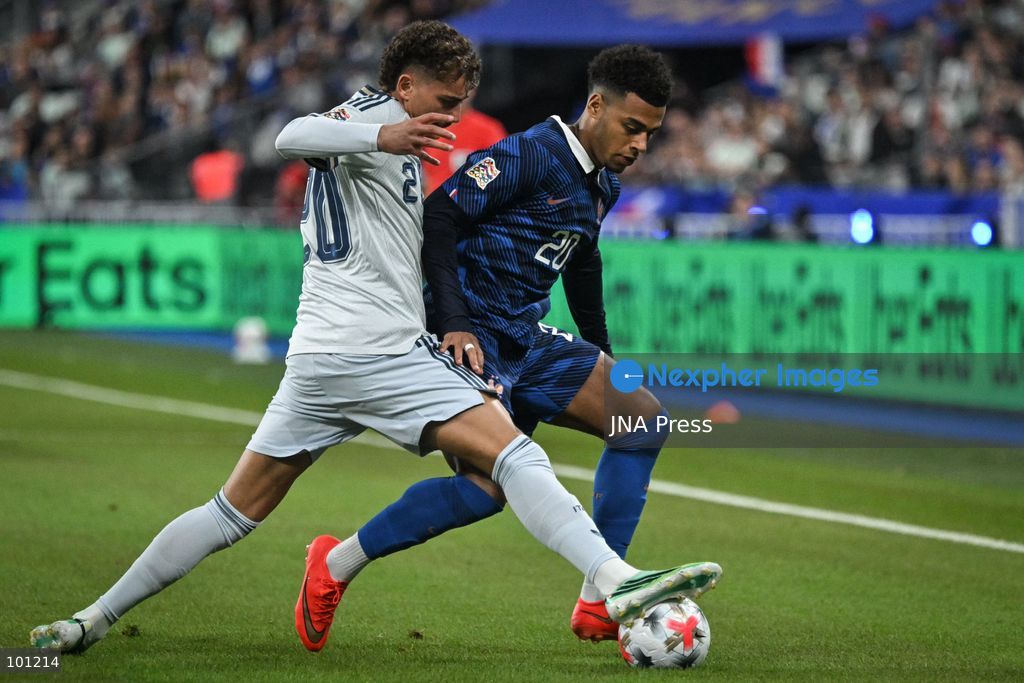 PARIS, FRANCE - OCTOBER 2, 2026: French forward Desire Doue controls the ball during the Nations League football match between France and Italy at the Stade de France stadium in Saint Denis near Paris on October 2, 2026. Photo by Firas Abdullah / JNA Press (Photo by Firas Abdullah/JNA Press via Nexpher Images)