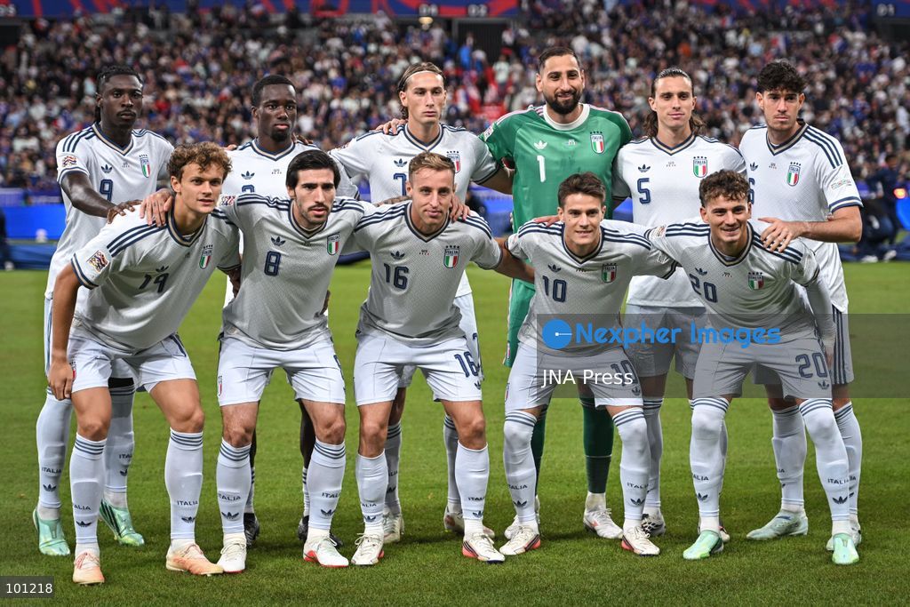 PARIS, FRANCE - OCTOBER 2, 2026: Italian team lines up before the Nations League football match between France and Italy at the Stade de France stadium in Saint Denis near Paris on October 2, 2026. Photo by Firas Abdullah / JNA Press (Photo by Firas Abdullah/JNA Press via Nexpher Images)