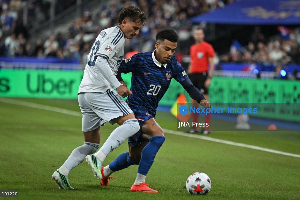 PARIS, FRANCE - OCTOBER 2, 2026: French forward Desire Doue controls the ball during the Nations League football match between France and Italy at the Stade de France stadium in Saint Denis near Paris on October 2, 2026. Photo by Firas Abdullah / JNA Press (Photo by Firas Abdullah/JNA Press via Nexpher Images)