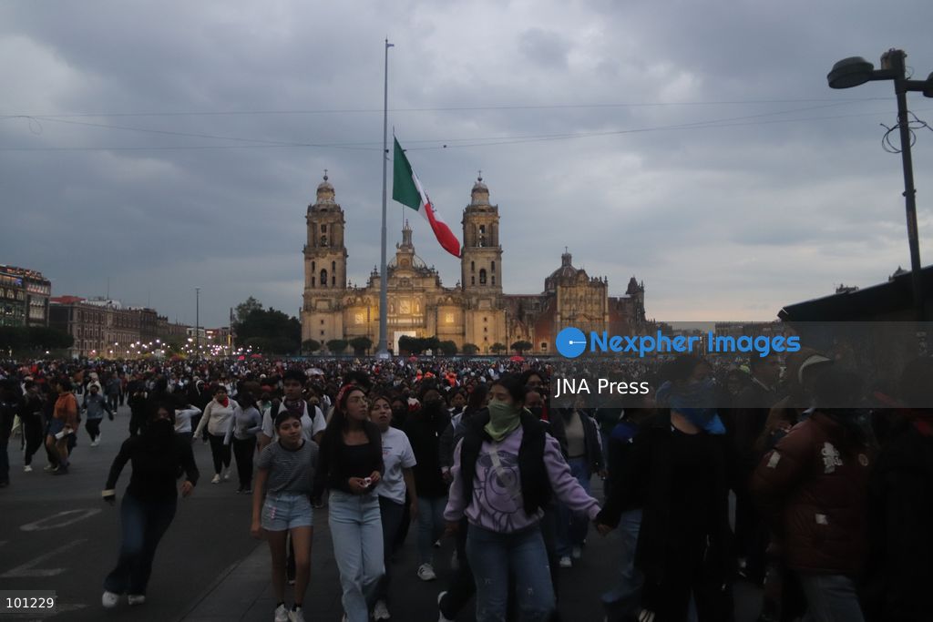 MEXICO CITY, MEXICO, OCTOBER 2, 2026: Thousands of people march through Mexico City to commemorate the 58th anniversary of the Tlatelolco student massacre of October 2, 1968. Students, survivors and social organizations marched from the Plaza de las Tres Culturas toward the Zocalo, demanding justice and accountability for the killing of student demonstrators by Mexican security forces in 1968. Photo: Carlos Santiago / JNA Press. (Photo by Carlos Santiago/JNA Press via Nexpher Images)