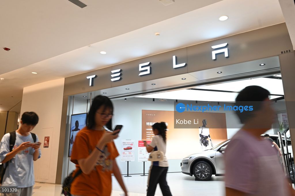 A general view showing a Tesla shop on October 3, 2026 in Shenzhen, China. (Photo by Kobe Li/Nexpher Images)