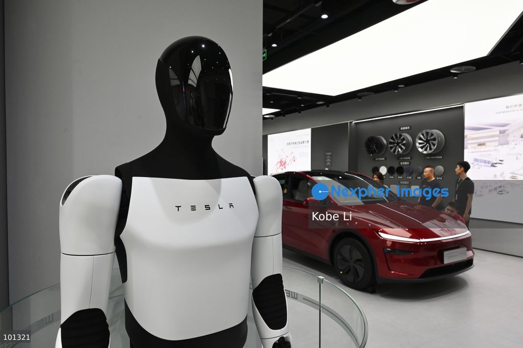 A general view showing a Tesla Optimus displaying at a shop on October 3, 2026 in Shenzhen, China. (Photo by Kobe Li/Nexpher Images)