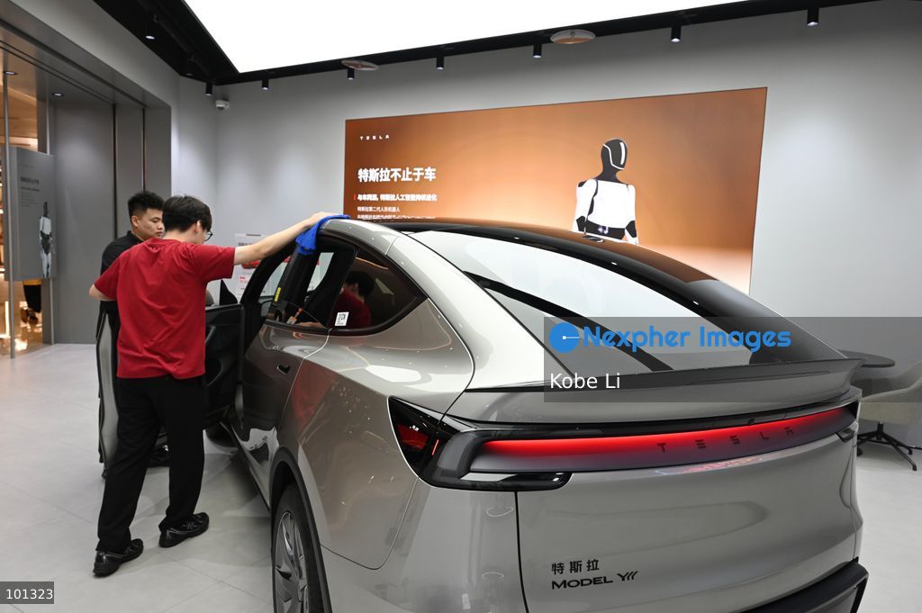 A general view showing a Tesla Model YL displaying at a shop on October 3, 2026 in Shenzhen, China. (Photo by Kobe Li/Nexpher Images)