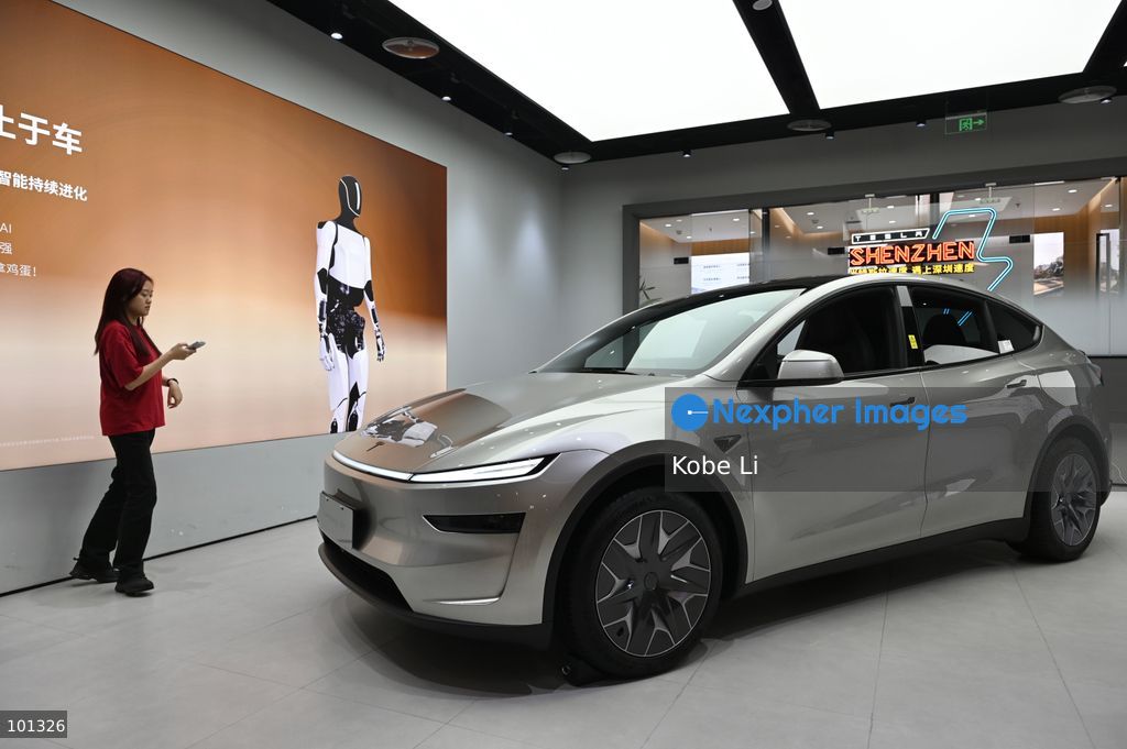 A general view showing a Tesla Model YL displaying at a shop on October 3, 2026 in Shenzhen, China. (Photo by Kobe Li/Nexpher Images)